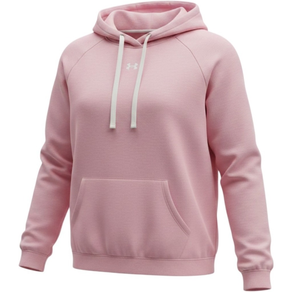Under Armour Womens Rival Fleece Hoodie Pink XL Loose Fit Pullover Sweatshirt